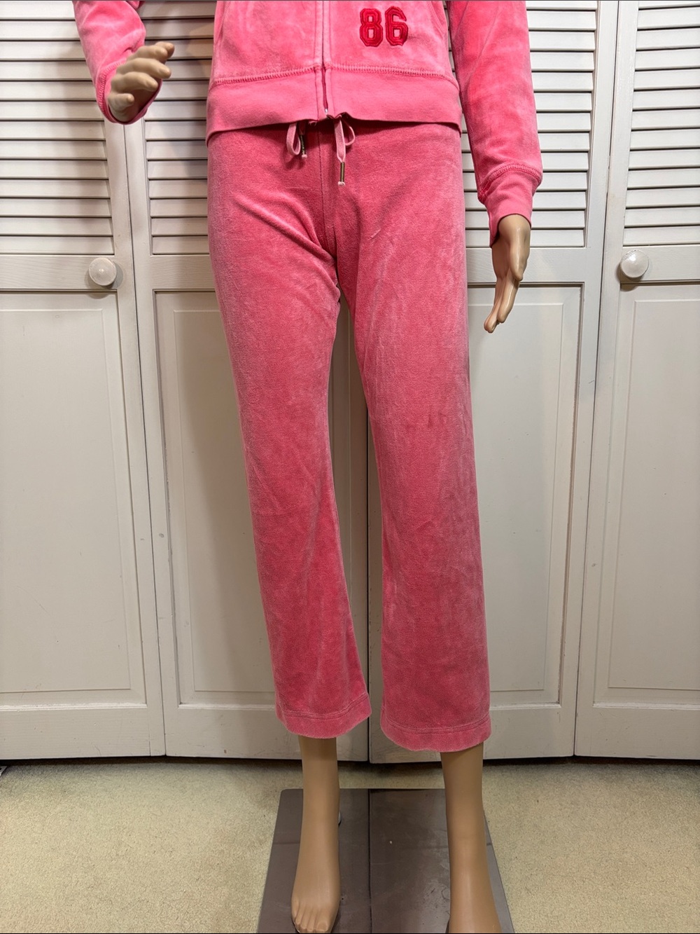 Y2K PINK Victoria's Secret Velour Zip Hoodie & Joggers Set Small - Picture 3 of 12